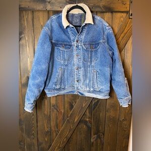 Vintage 90's Lee Blanket Lined Corduroy Collar Denim Storm Rider Jacketi